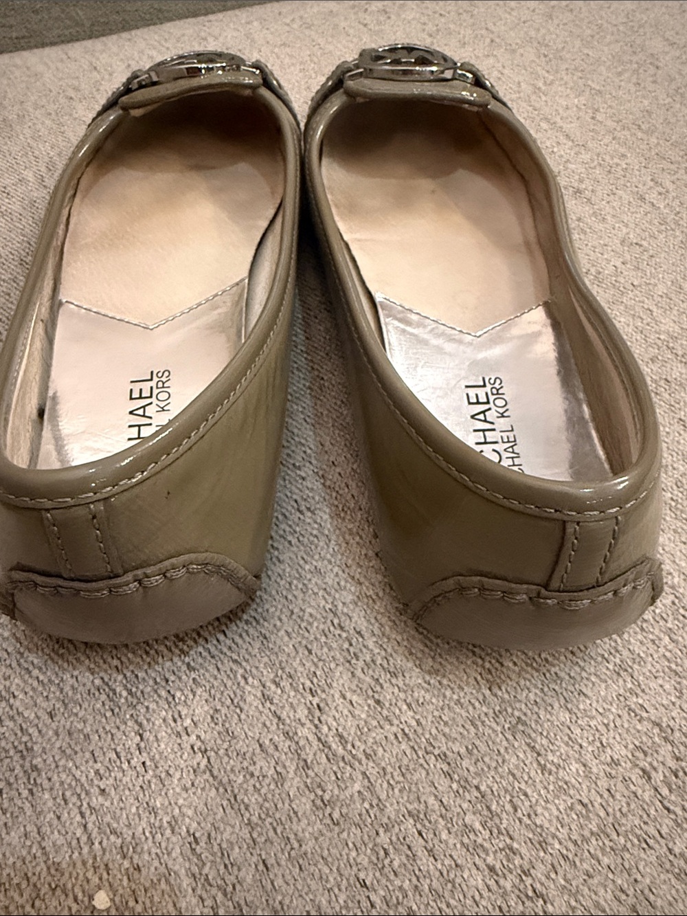 Michael Kors Olive Patent Leather MK Medallion Flats - Picture 4 of 4